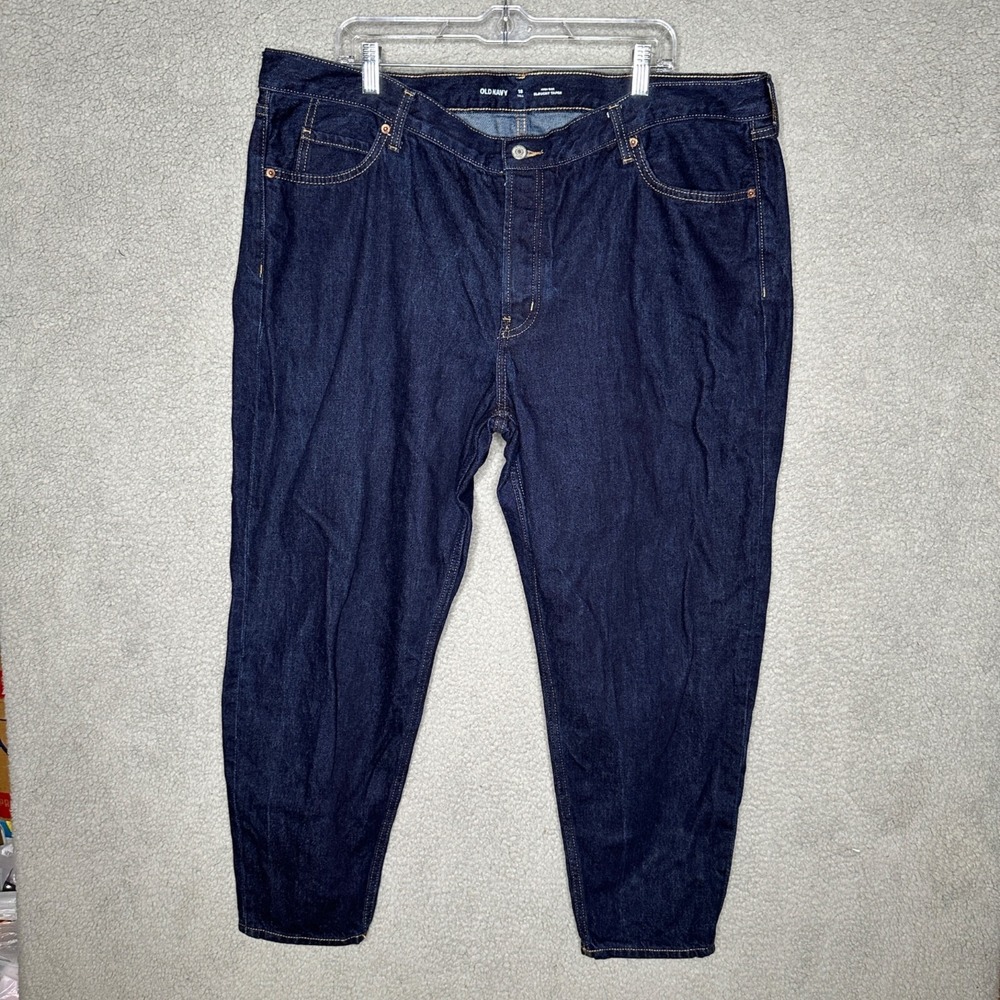 Old Navy Womens High‎ Rise Slouchy Taper Jeans Sz 18 Tall Dark Wash Cotton Denim